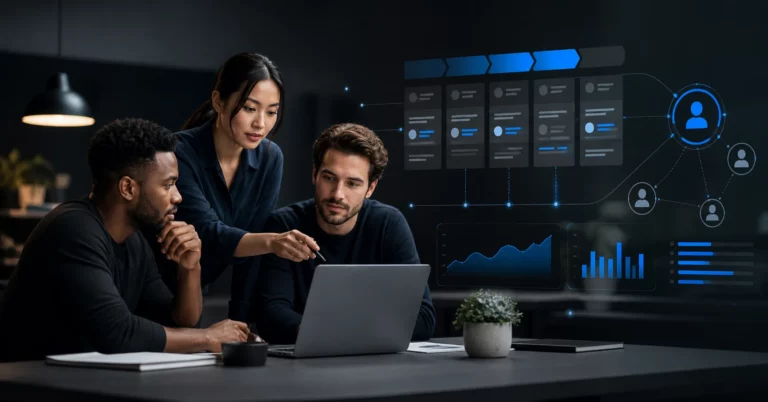 Équipe de startup comparant des solutions CRM et un pipeline commercial